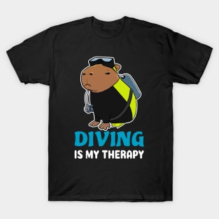 Diving is my therapy cartoon Capybara T-Shirt